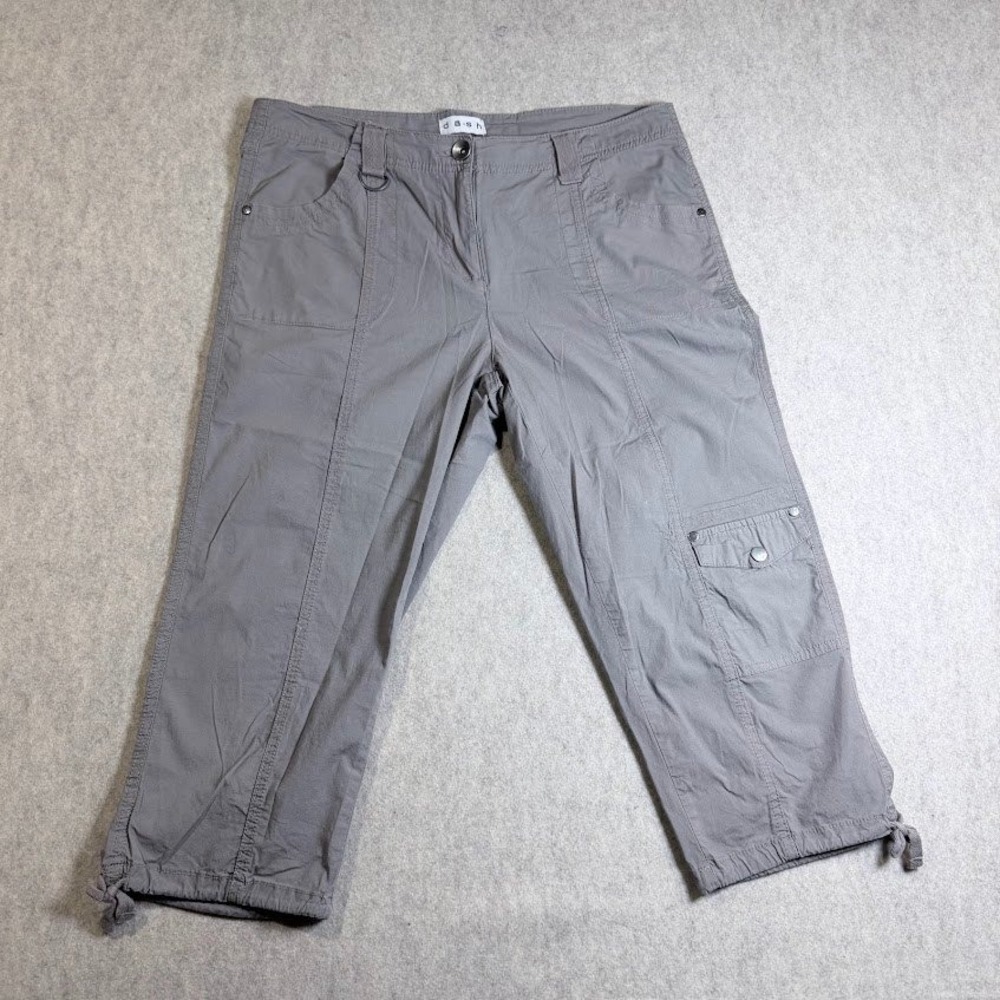 Dash Cargo Capri Pants Women 10 Gray Cotton Stretch Utility Cropped Boho Casual